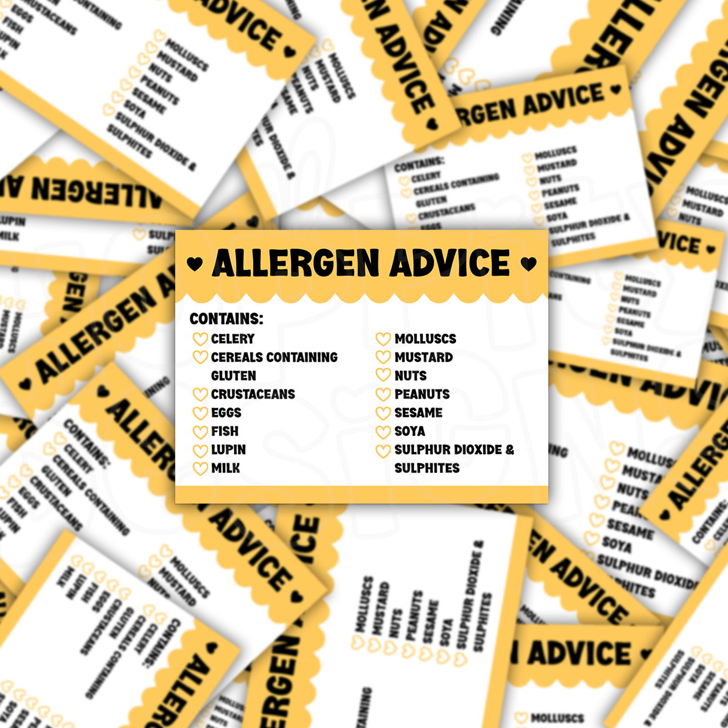 Scalloped Allergen Stickers 64mm x 47mm