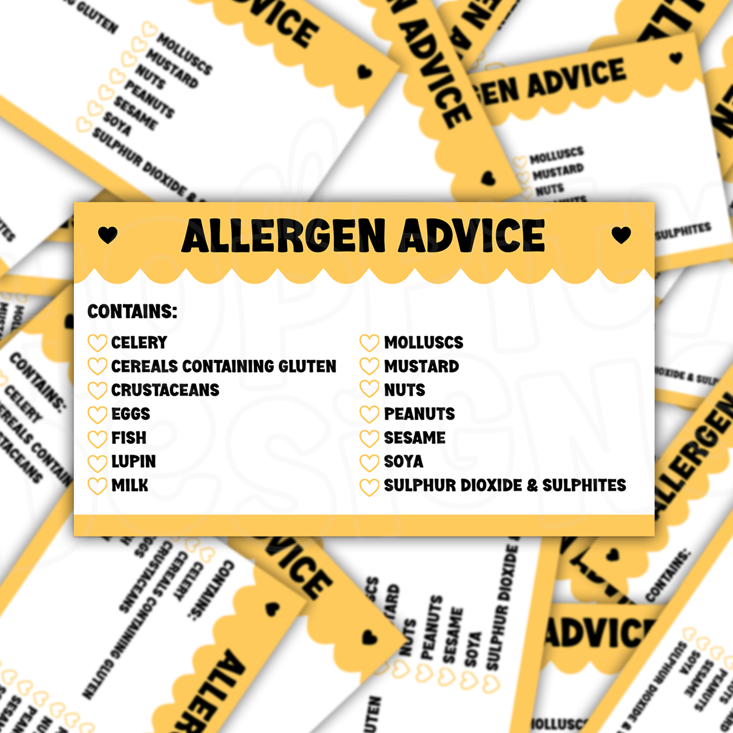 Scalloped Allergen Stickers 99mm x 57mm
