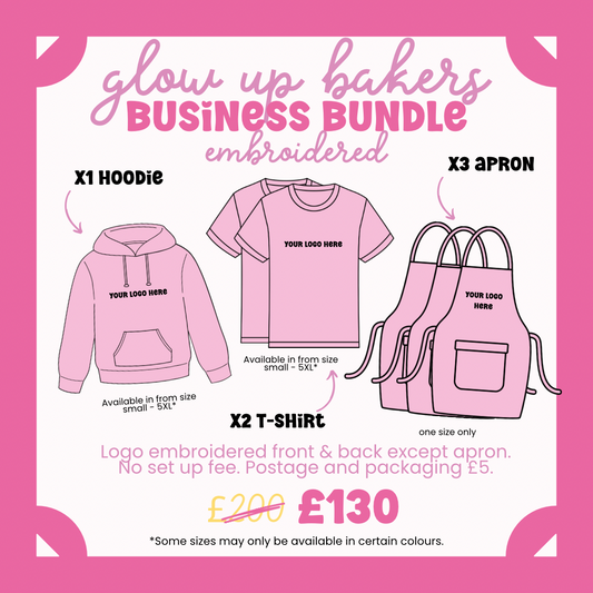 Glow up Bakers Embroidered Branded Clothing Bundle