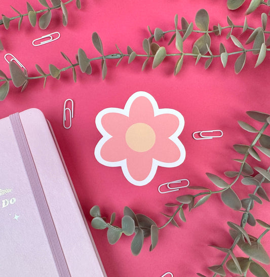 Pink Daisy Die Cut Sticker