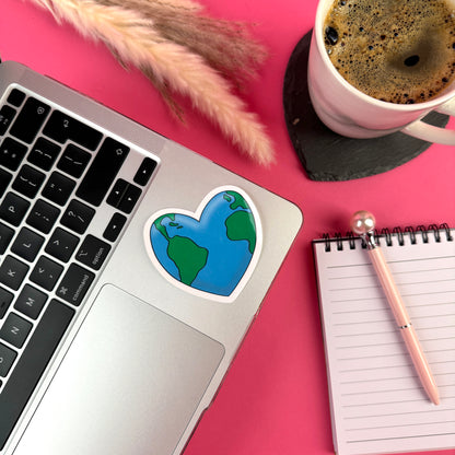 Heart Shaped Earth Die Cut Sticker