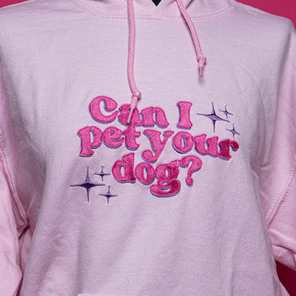 END OF LINE - Light Pink Can I Pet Your Dog? Hoodie Size Medium