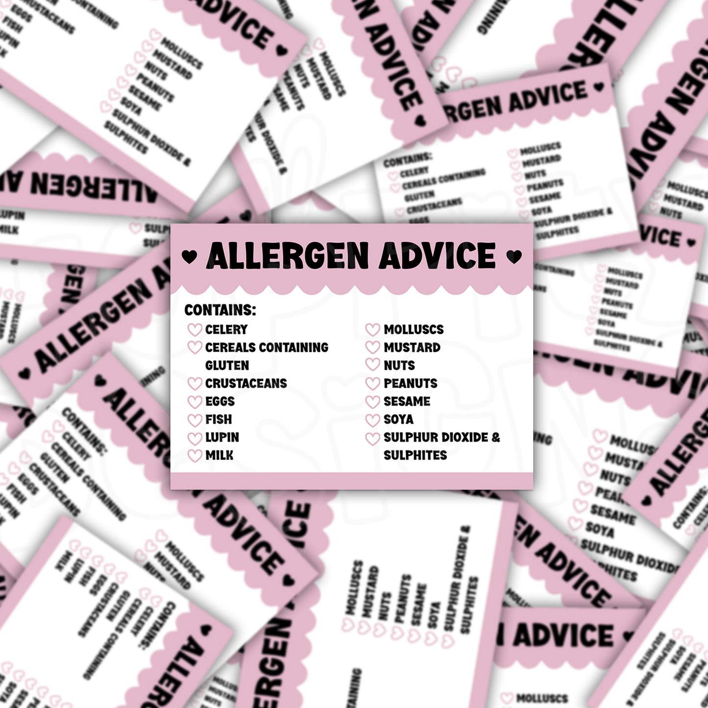 Scalloped Allergen Stickers 64mm x 47mm