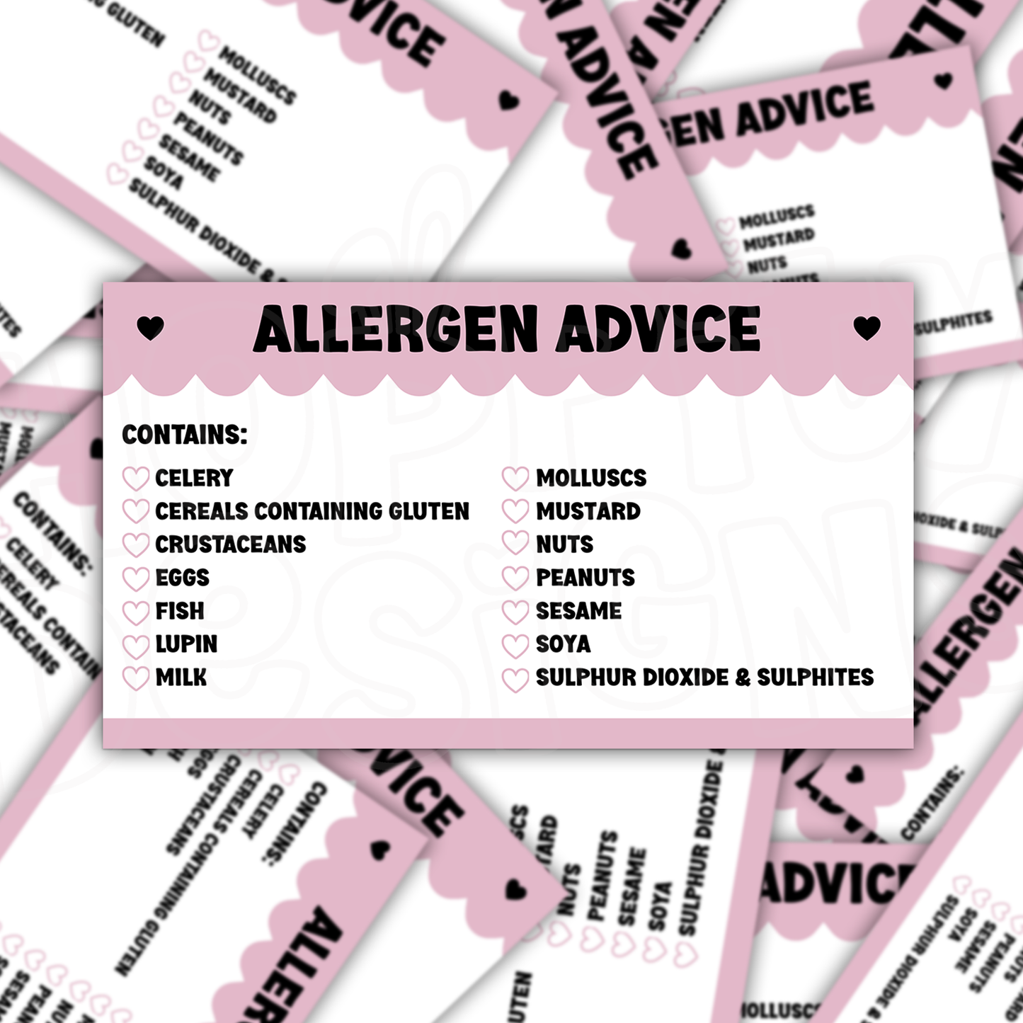 Scalloped Allergen Stickers 99mm x 57mm