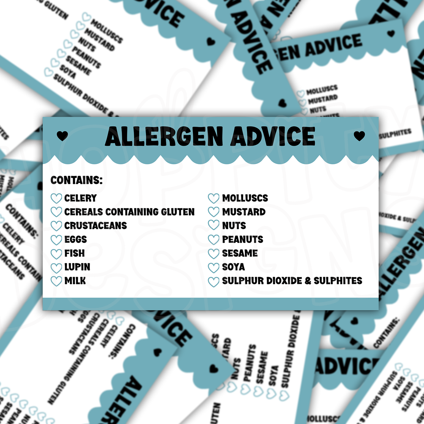 Scalloped Allergen Stickers 99mm x 57mm