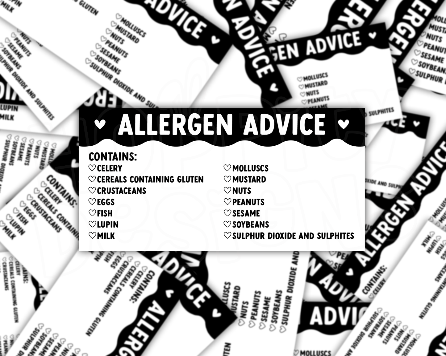 Scalloped Allergen Stickers 50mm x 100mm