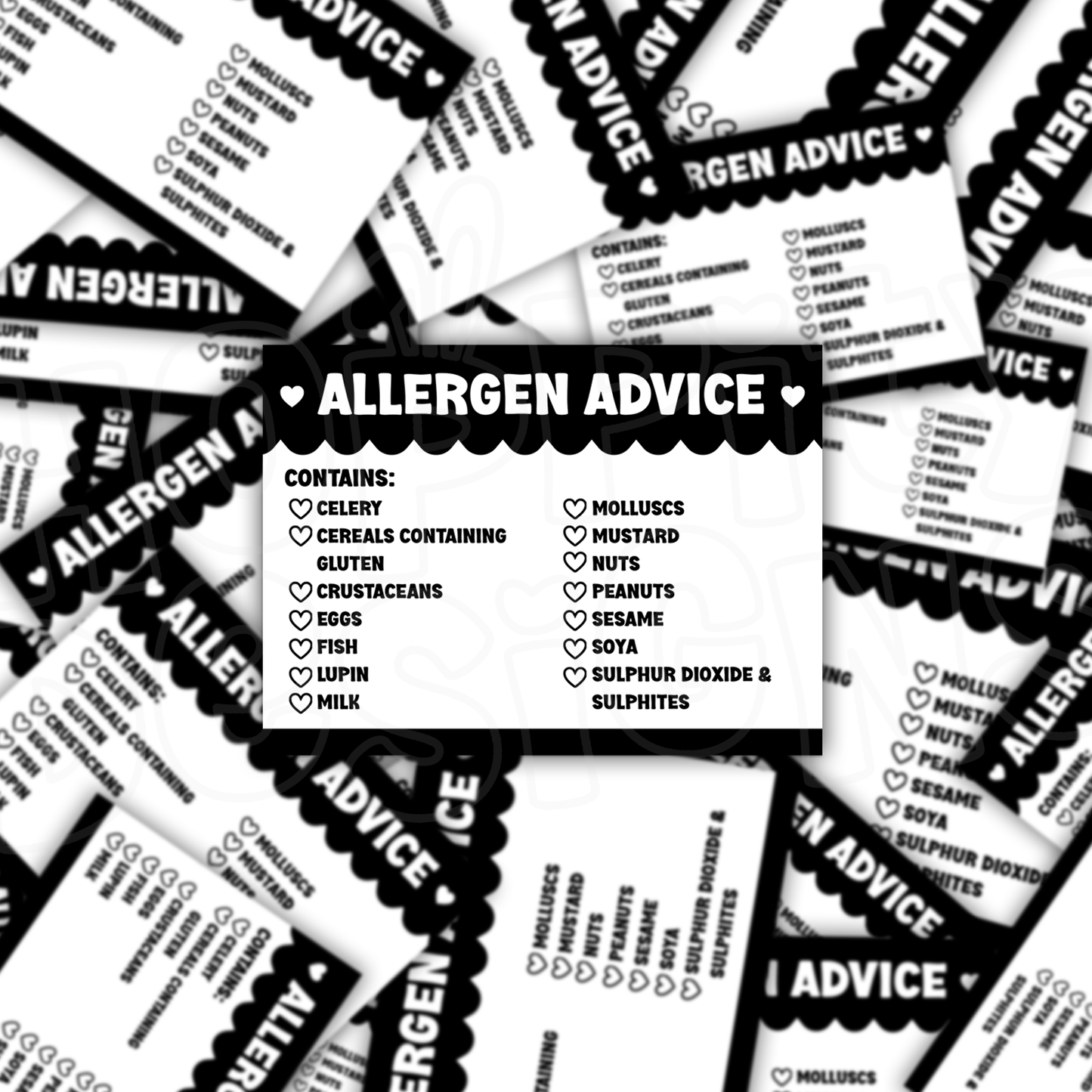 Scalloped Allergen Stickers 64mm x 47mm