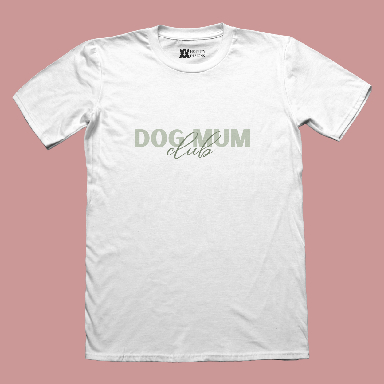 White T-Shirt with printed graphic saying "dog mum club"