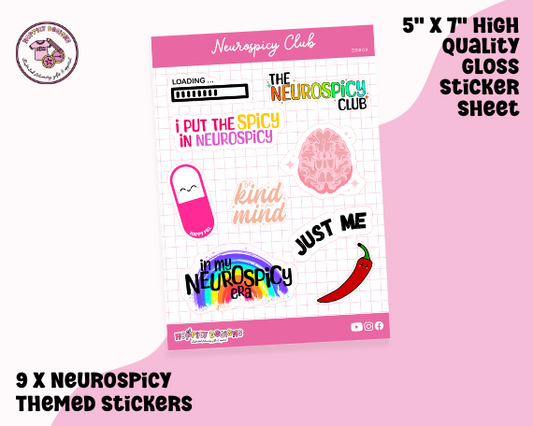 The Neurospicy Club Sticker Sheet